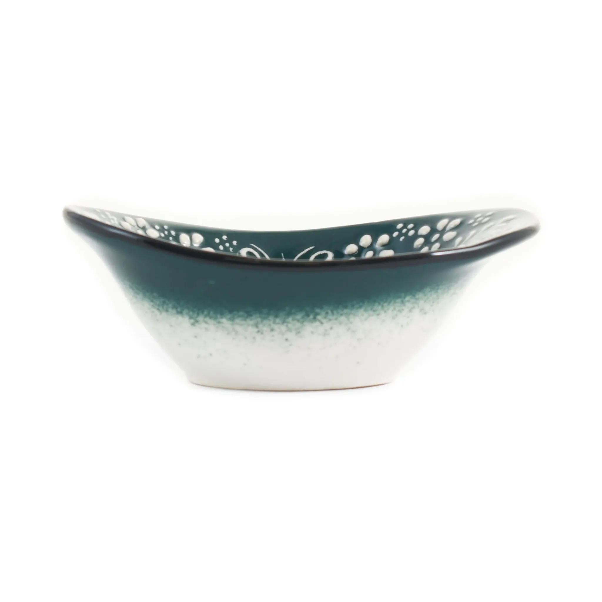 El Boyali Seramikler Yesil Ve Beyaz Boyali Oval Bowl, 12.5cm Best