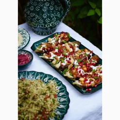 El Boyali Seramikler Yesil Ve Beyaz Boyali Serving Tray, 34x16.5cm Outlet