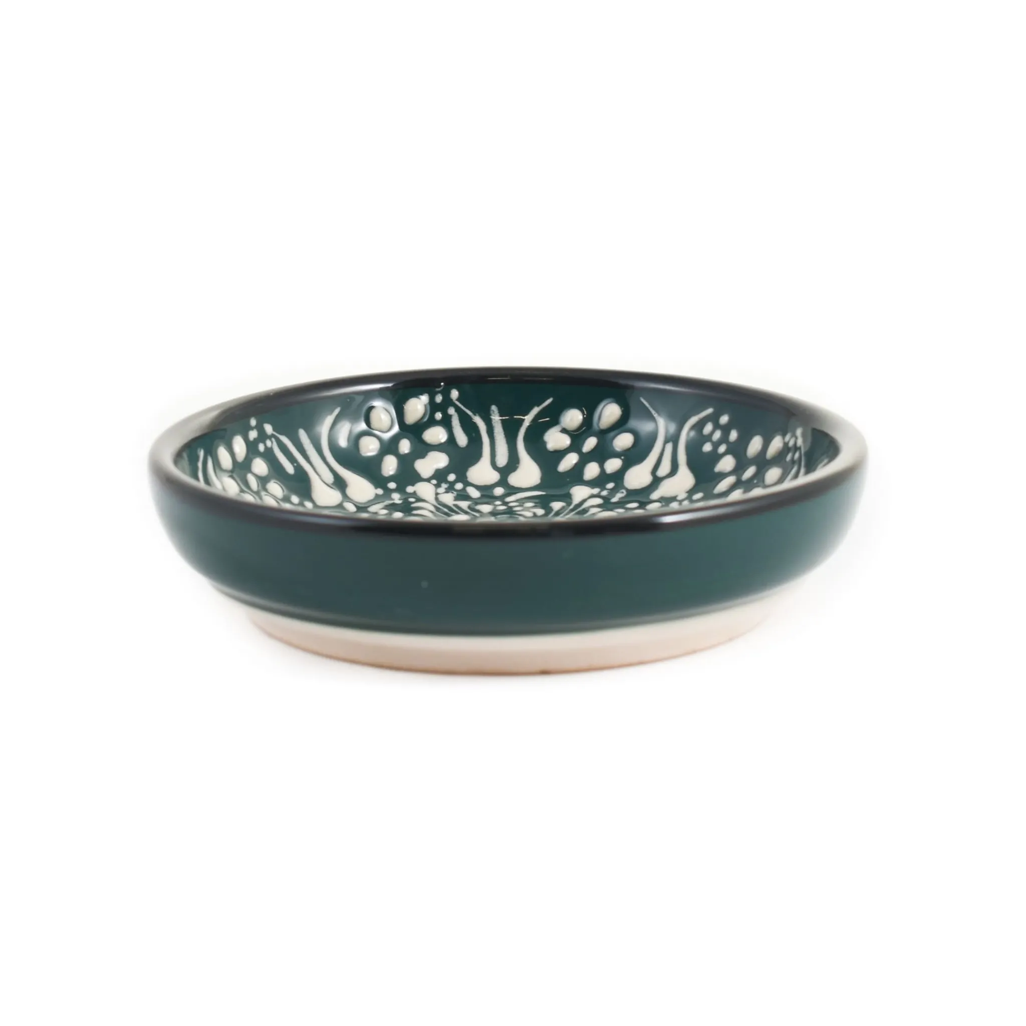 El Boyali Seramikler Yesil Ve Beyaz Boyali Shallow Bowl, 12cm Sale