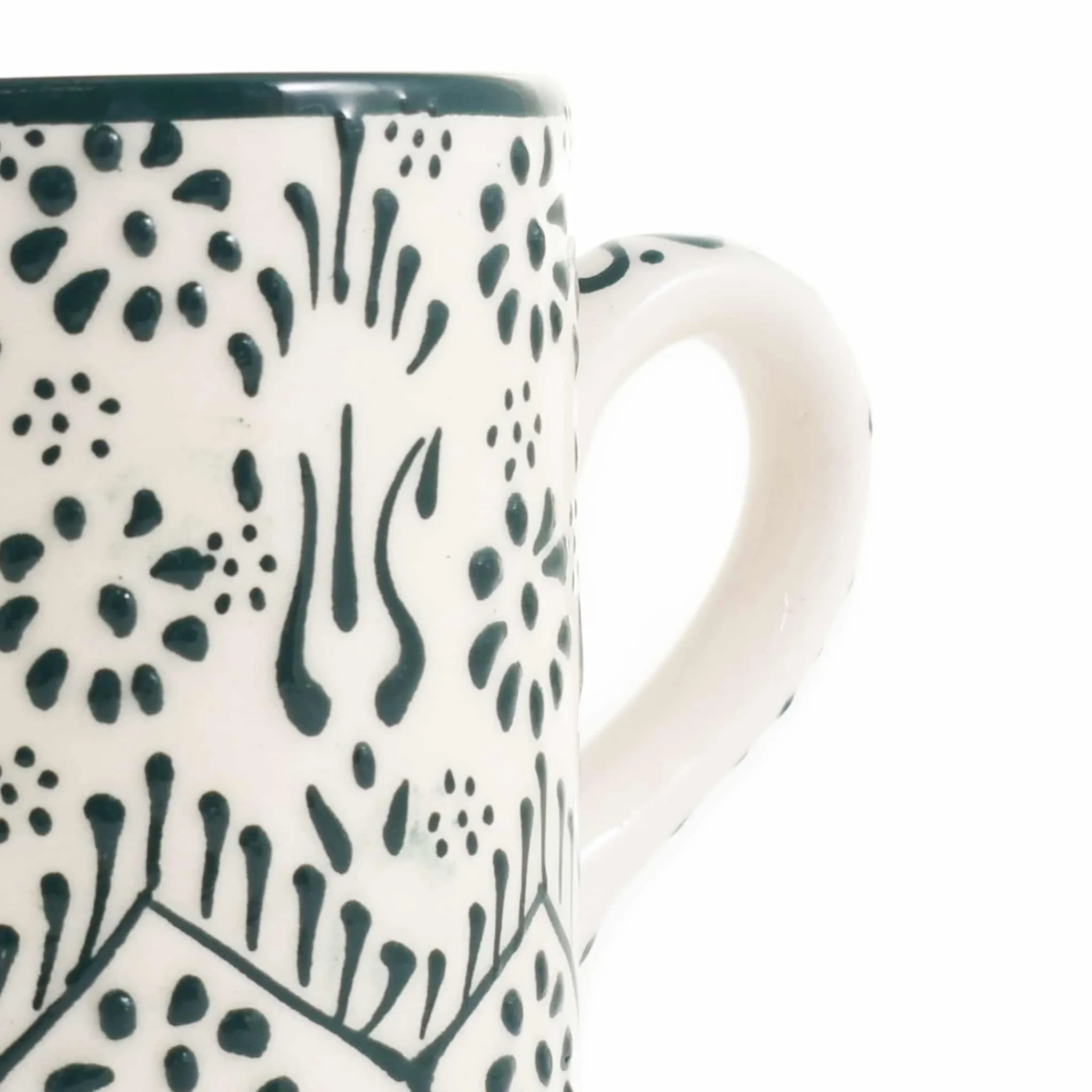 El Boyali Seramikler Yesil Ve Beyaz Boyali Straight Mug, 325ml Sale