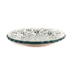 El Boyali Seramikler Yesil Ve Beyaz Boyali Wavy Side Plate, 19cm Sale