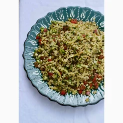 El Boyali Seramikler Yesil Ve Beyaz Boyali Wavy Dinner Plate, 26.5cm Outlet