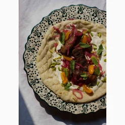 El Boyali Seramikler Yesil Ve Beyaz Boyali Wavy Serving Platter, 31.5cm Clearance