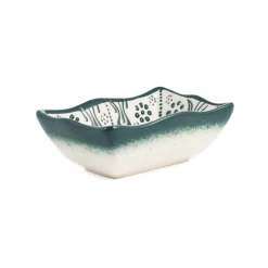 El Boyali Seramikler Yesil Ve Beyaz Boyali Wavy Edge Sauce Dish, 11.5cm Online
