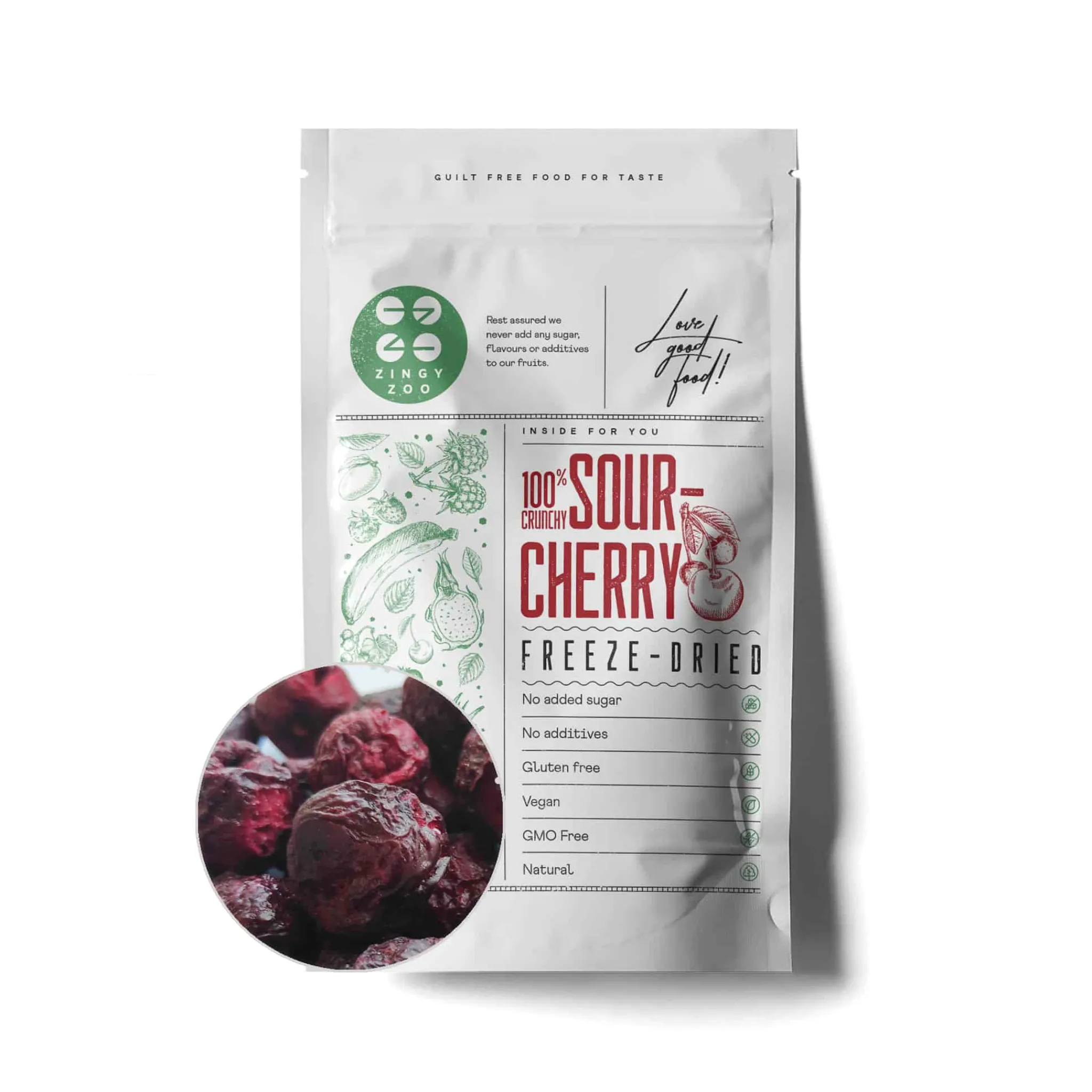 ZingyZoo Freeze Dried Whole Sour Cherry, 90g